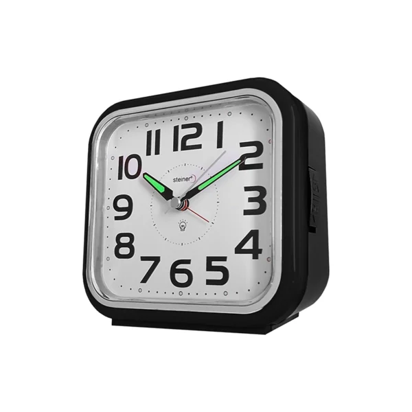 Reloj Despertador | Análogo Semicuadrado, Negro - BM12402BK - Imagen 2