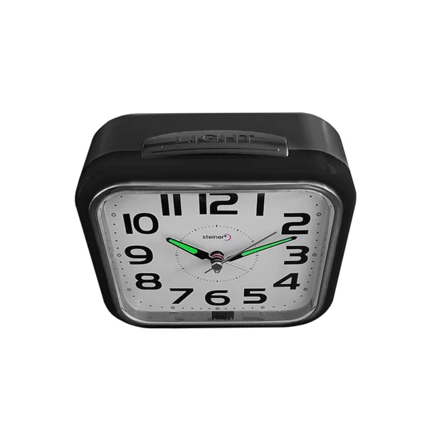 Reloj Despertador | Análogo Semicuadrado, Negro - BM12402BK - Imagen 3