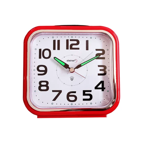 Reloj Despertador | Análogo Semicuadrado, Rojo - BM12402RD