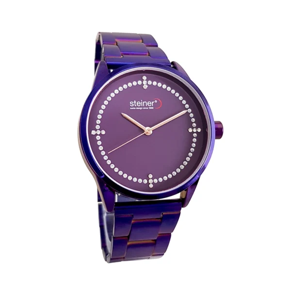 Reloj Dama | Anillo de cristales Ø 38 mm- Morado - Imagen 2