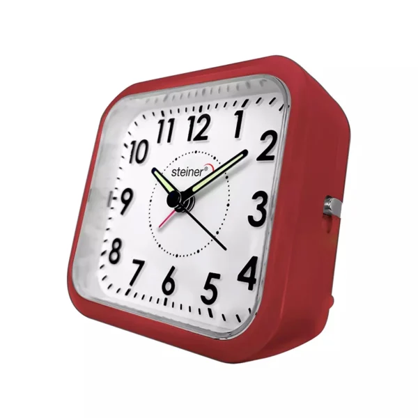 Reloj Despertador | Análogo Cuadrado, Rojo – TB-553R - Imagen 2