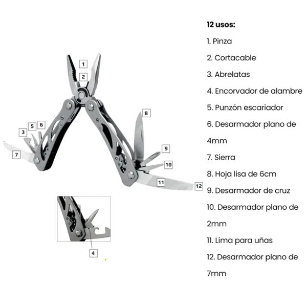 Wallis | Multiherramienta con 12 usos, mango aluminio - K900656 - Imagen 5