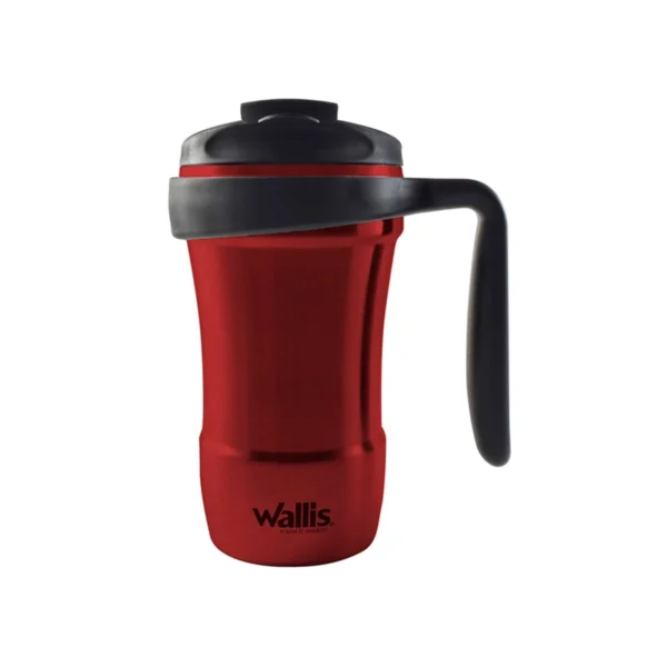 Wallis | Taza térmica antiderrames, 350 ml, rojo metálico con negro - M2890169