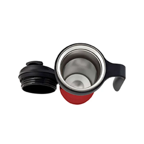 Wallis | Taza térmica antiderrames, 350 ml, rojo metálico con negro - M2890169 - Imagen 2