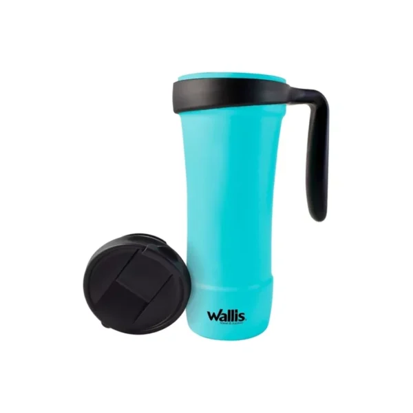 Wallis | Taza térmica antiderrames, 470 ml, azul cielo con negro - M2890271 - Imagen 3