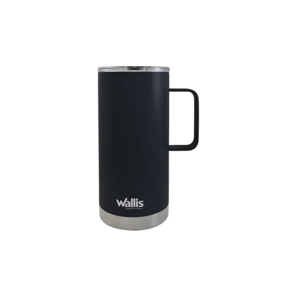 Wallis | Taza térmica con protector deslizante, 500 ml, negro mate - M2890393