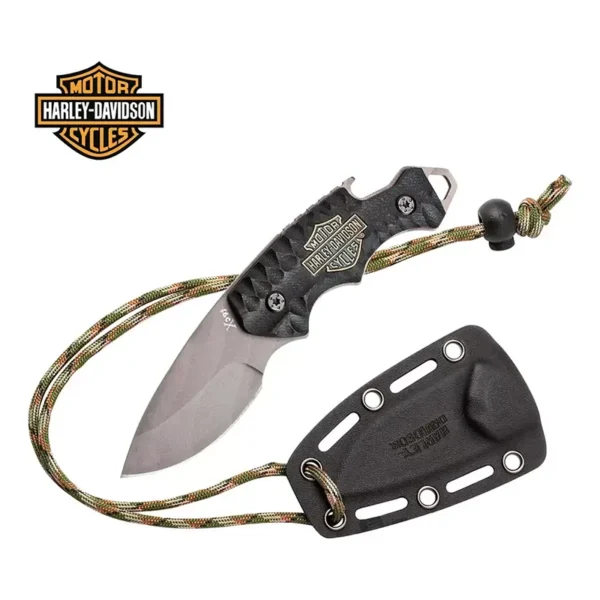 Harley Davidson | Mini Cuchillo Liso de Cuello con Destapador de Botellas - HAR-007-009