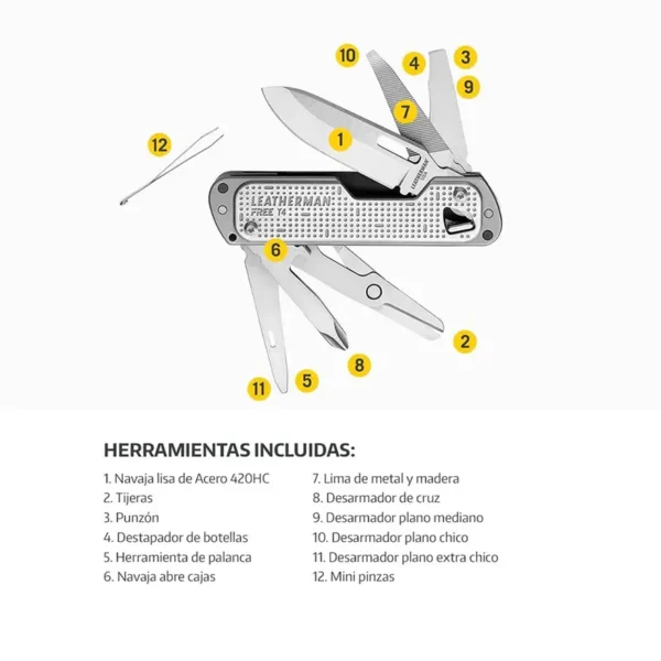 Leatherman | Multiherramienta FREE T4 Plata - LEA-005-071 - Imagen 4